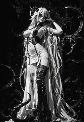Gothic Demon Queen in Monochrome