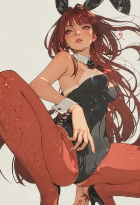 Red Haired Bunny Girl in Latex