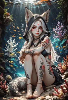 Fox Girl in the Deep Reef