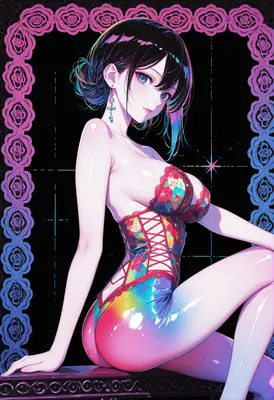 Vibrant Floral Bodysuit Anime Beauty
