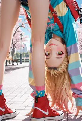 Upside Down Girl in Park