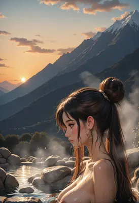 Serene Sunset at the Hot Springs