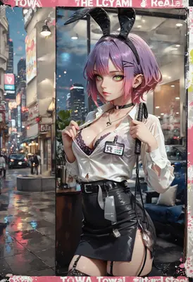 Bunny Girl in Urban City Night