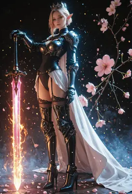 Elf Queen with Flaming Blade