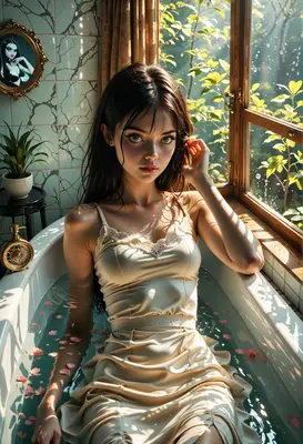 Serene Beauty in a Petal Bath