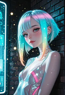 Neon Dreams Cyberpunk Portrait