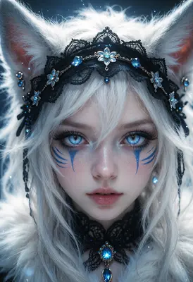 Ethereal White Fox Spirit Portrait