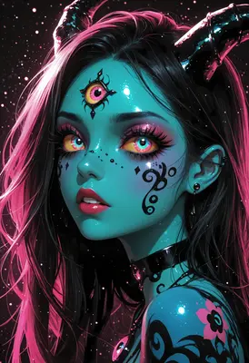Ethereal Demon Girl With Third Eye