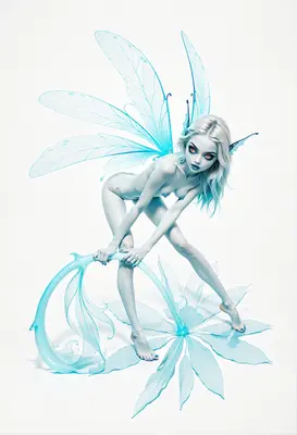Ethereal Blue Fairy With Glowing Eyes