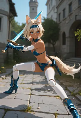 Fox Girl Warrior in Battle Stance