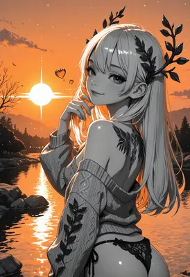 Sunset Serenity with Floral Spirit