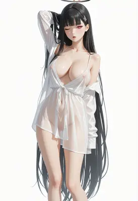 Winking Beauty in Sheer White Lingerie