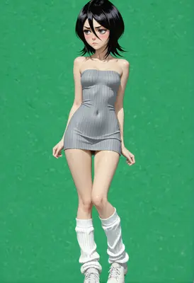 Anime Girl in Grey Tube Dress