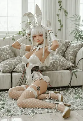 Cyborg Bunny Girl in White