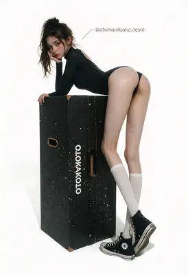 Graceful Pose Against a Studio Box
