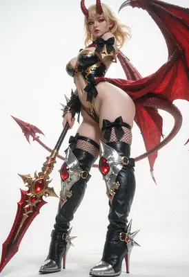Sultry Demon Queen With Ornamental Spear