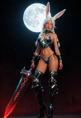 Moonlit Lunar Bunny Warrior