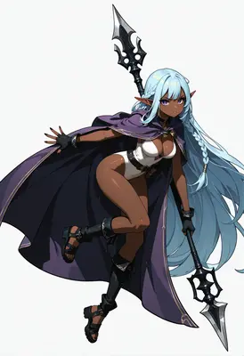 Dark Elf Warrior in Purple Cloak