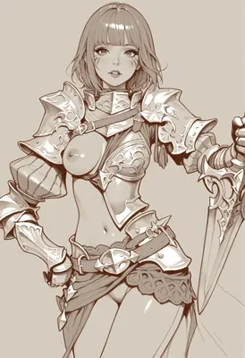 Armored Knight with Bare Chest
