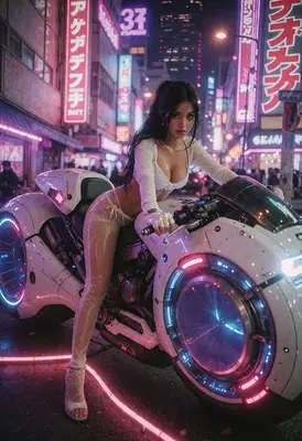 Cyberpunk Biker in Neon City