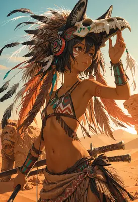 Desert Warrior with Animal Skull Headdress