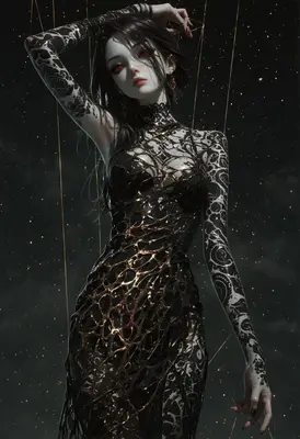 Gothic Marionette in Golden Web
