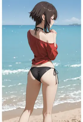 Summer Beach Day With Brunette Beauty