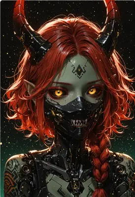 Cybernetic Demon with Glowing Eyes