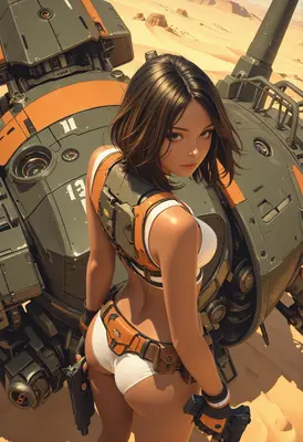 Desert Scout and Her Heavy Mech
