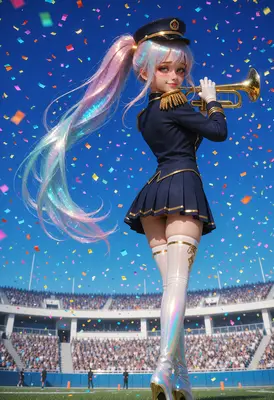 Marching Band Star in Confetti Shower