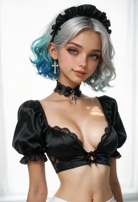Gothic Maid with Teal Highlights