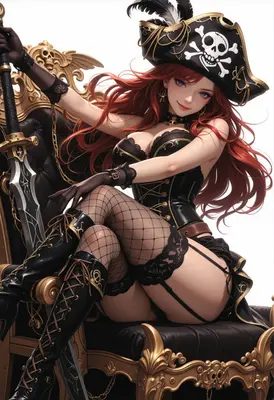 Red Haired Pirate Queen on Throne