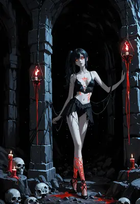 Gothic Sorceress in the Dark Dungeon