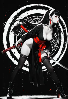 Black and Red Samurai Assassin
