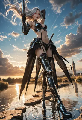 Silver Haired Warrior at Sunset