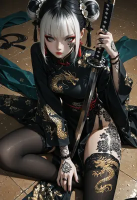 Dragon Warrior with Traditional Blade