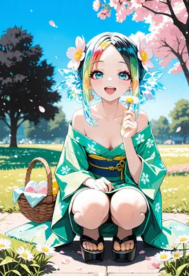 Spring Picnic With A Floral Maiden