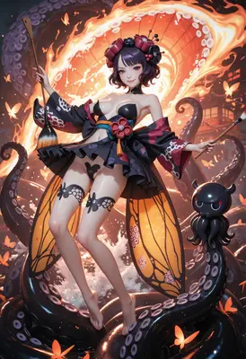 Butterfly Priestess and the Dark Tentacles