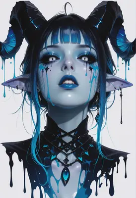Melting Azure Demon Queen Portrait