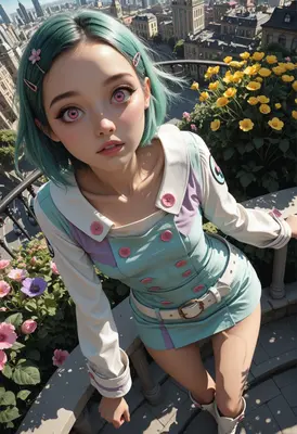 Anime Girl on Sunny City Balcony