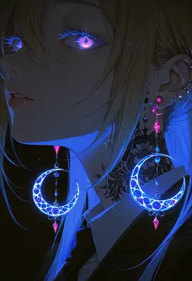 Luminous Crescent Moon Earrings Portrait