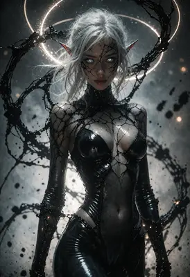 Ethereal Elf Enveloped in Dark Corruption
