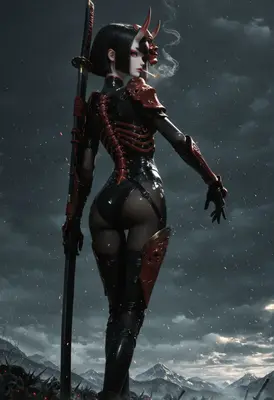 Oni Warrior Standing in the Storm