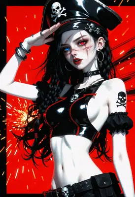 Scarred Pirate Captain in Red