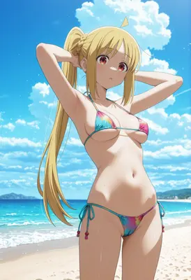 Sunny Beach Day Blonde Beauty