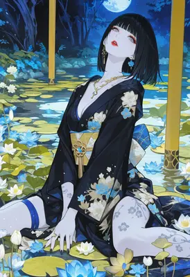 Moonlit Reflections in the Lotus Pond