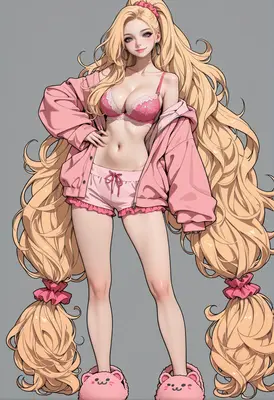 Blonde Beauty in Pink Loungewear