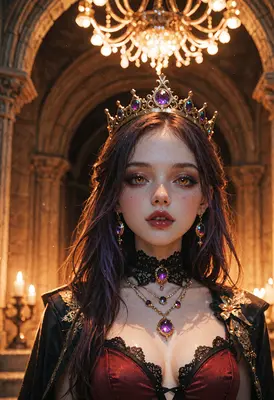 Gothic Queen in the Candlelit Hall