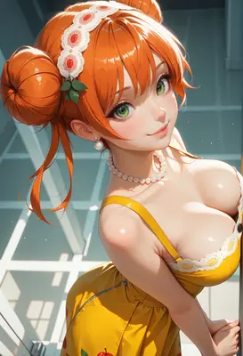 Radiant Ginger Girl in Yellow Dress