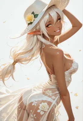 Radiant Elf in White Summer Dress